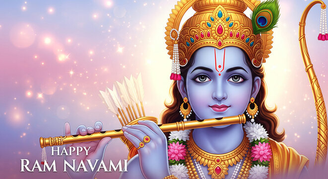 lord rama for ram navami celebration, for hindu festival, ideal for festive greetings and religious posters, cultural graphics