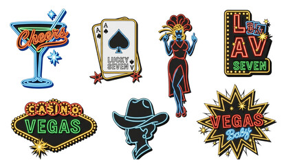 Retro Las Vegas Neon Sign Collection Vector © Crafts Home