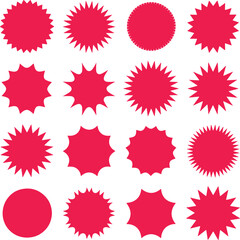 Vibrant Red Starburst Shapes &ndash; Bold Vector Elements for Sales, Promos & Social Media

