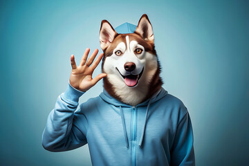 Anthropomorphic Dog Portrait in Street Style.