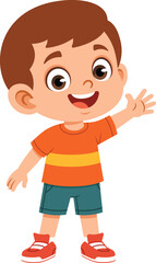 Obraz premium Boy character raising hand asking a question flat design illustration suitable for children education content classroom activities school projects presentations and learning materials