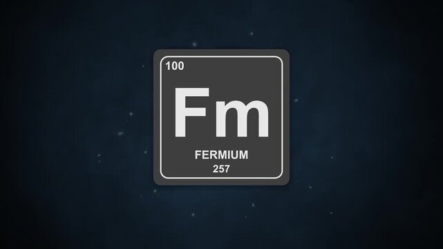 Sciencethemed background featuring fermium tile and symbols