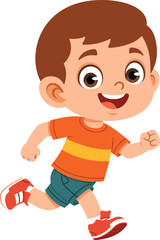Obraz premium Boy character running energetic movement flat design illustration suitable for children education content school projects learning materials presentations and kid friendly designs