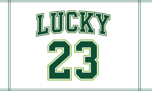 St patrick's day lucky number 23 green jersey graphic