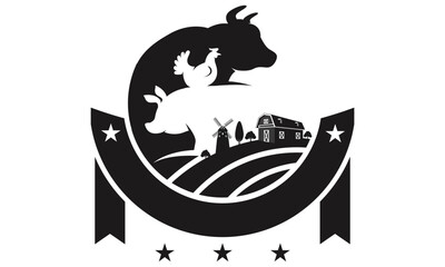 Farm Animal Logo Design

Rural Farming Emblem

Cow and Chicken Farm Logo

Agriculture Badge Illustration