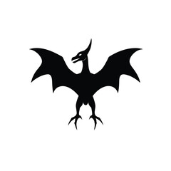 Flying pterodactyl silhouette isolated on white background, prehistoric pterosaur reptile vector © Saikat