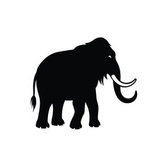 Obraz premium Woolly mammoth silhouette isolated on white background, prehistoric ice age animal vector