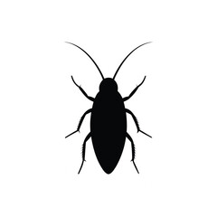 Creepy Cockroach Insect Silhouette Vector Graphic Isolated on White Background