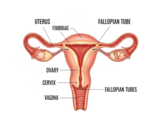 Illustration of the female reproductive system isolated on transparent background