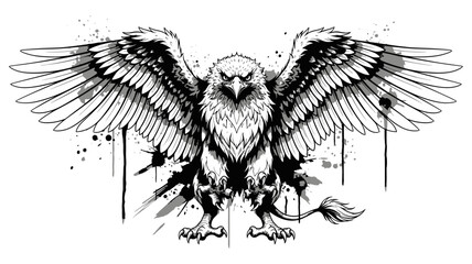 Obraz premium griffin, black and white, ink, water colour, isolated on white