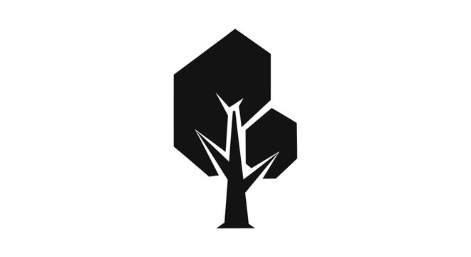 Black tree logo with hexagon leaf.