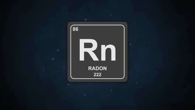 Indoor setting showcasing radon gas symbol with floating particles