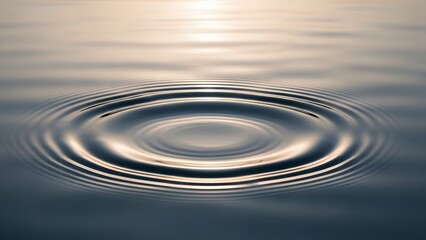 Water creates ripple patterns on the surface as sunlight reflects in the early morning by the lake at dawn