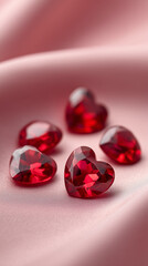 Red heart-shaped gemstones