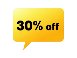 30% Off Discount Message in Yellow Gradient Speech Bubble