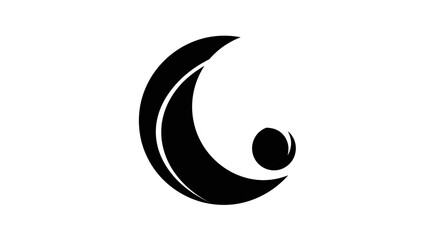 Black crescent moon symbol icon. © Rifky