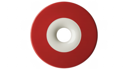 Red and white circular with hole circle symbol isolated on a transparent background