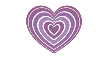 Purple heart shape with white lines abstract isolated on a transparent background