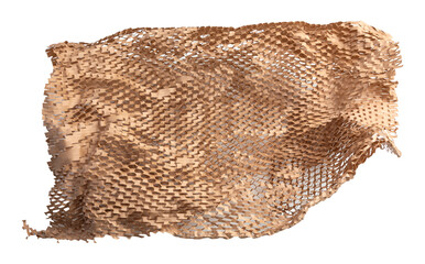 Eco-Friendly Kraft Honeycomb Mesh Wrapping Paper isolated on a white background