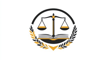 Legal Scales Logo, Justice Symbol, Law Book, Court Background, for Legal Services or Law Firm