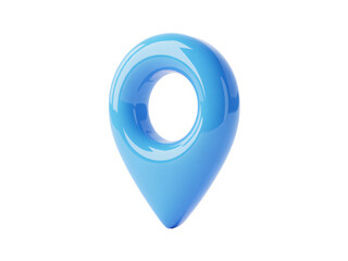 A shiny blue map pin icon on transparent background location navigation pointer marker gps direction indicator symbol render graphic design element