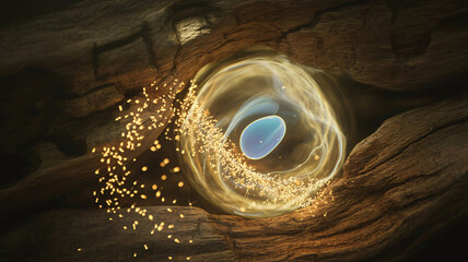 Fototapeta premium Surreal glowing vortex with magical energy particles and luminous portal core