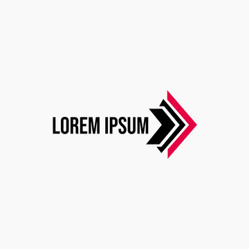 Simple design of Forward Arrow Progress Logo with Red Accent On White Background. Vector Logo Design.