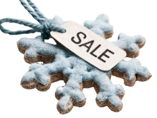 This blue snowflake ornament features a sale tag, ideal for enhancing holiday decor or making festive gifts. Its soft design adds charm to any winter theme, inviting seasonal cheer