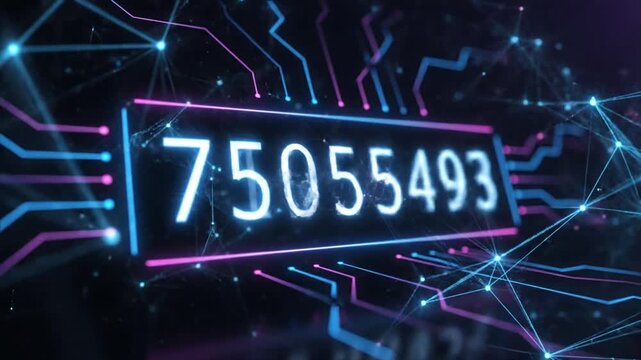 Digital Abstract 187014 Number Displayed on Futuristic Circuit Board