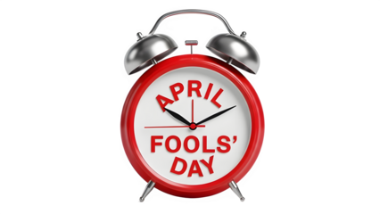 April fools' day alarm clock isolated on transparent background