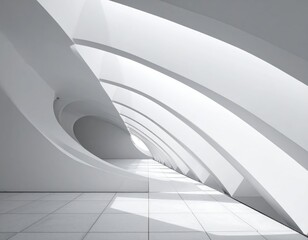Fototapeta premium Modern Architectural Design with Curved White Walls and Natural Light