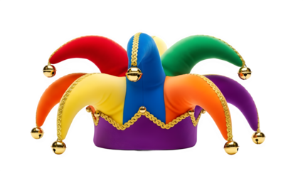 Colorful jester's hat isolated on transparent background