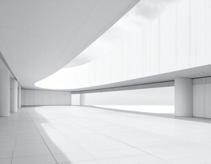 Fototapeta premium Bright Modern Interior Space with Minimalistic Design and Curves