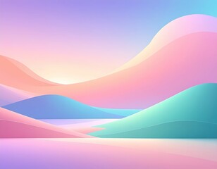 Soft Pastel Landscape with Smooth Curves and Gentle Gradients
