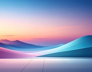 Serene Landscape with Colorful Waves Under a Tranquil Sky