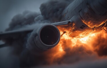 A private aircraft's engine blows up in midair, causing it to crash and leave a trail of smoke.When flying above clouds, 