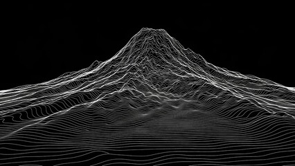 Topography Lines Abstract Mountain Peak Digital Data Visualization