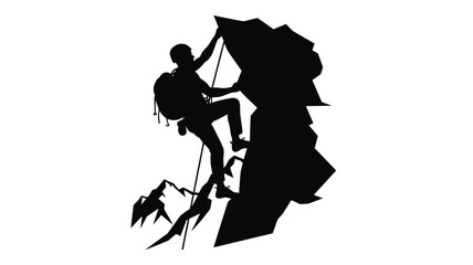 person climbing a mountain with rope silhouette © Rakib