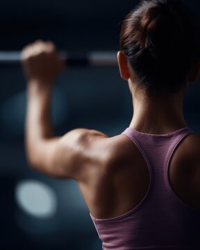 fitness woman doing lat pulldown exercise for back training in gym