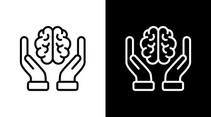 Brain Care  White Icon Set Design