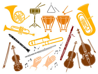 オーケストラ楽器イメージのイラストセット