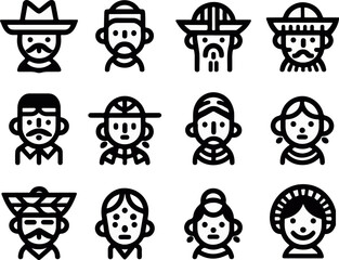 inca icon bundle set vector white background .