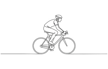 Obraz premium Cyclist riding a road bicycle in continuous one line drawing style.
