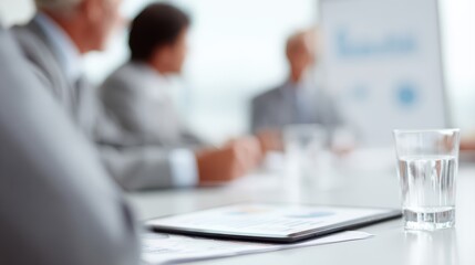 Corporate business team analyzing financial data during conference meeting