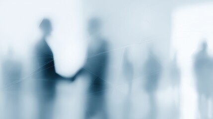 Handshaking business people with network effect double exposure