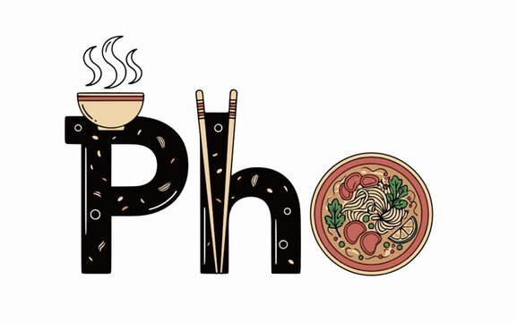 Dark Pho design featuring bowl and steam icons