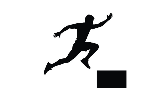 Man jumping over black box silhouette running