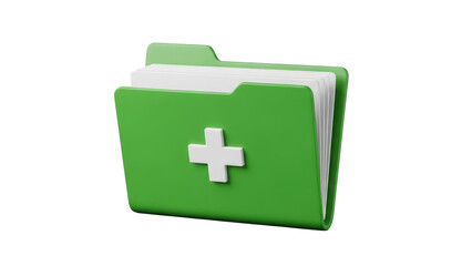Obraz premium Green-Medical-Folder-With-White-Cross-Holding-Healthcare-Documents.png
