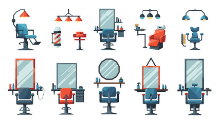 Modern salon elements: contemporary hairdressing tools and furniture