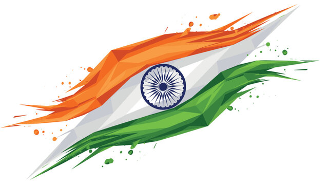 Abstract geometric representation of indian national flag with splash effects